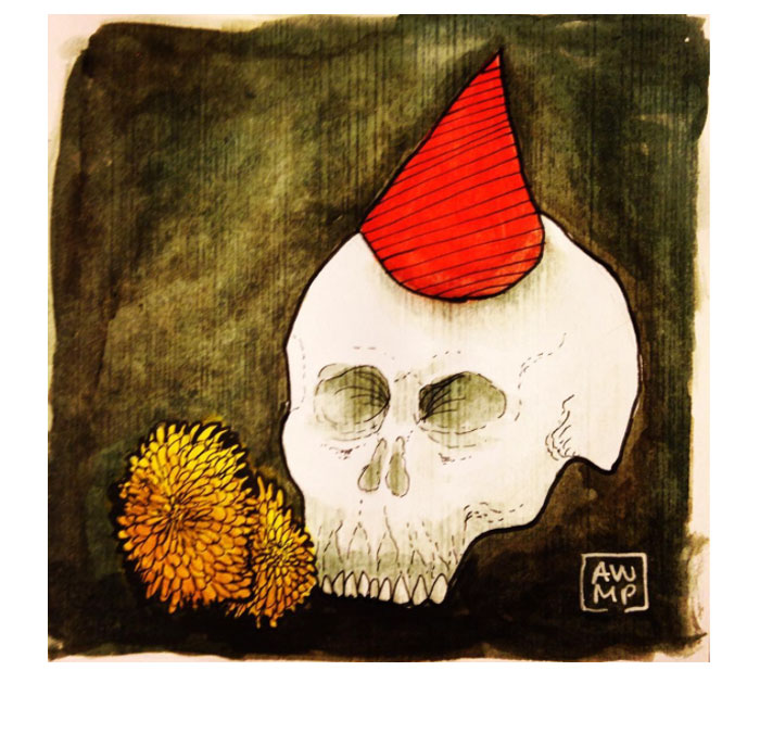 art skull, watercolors, Anne Pennypacker